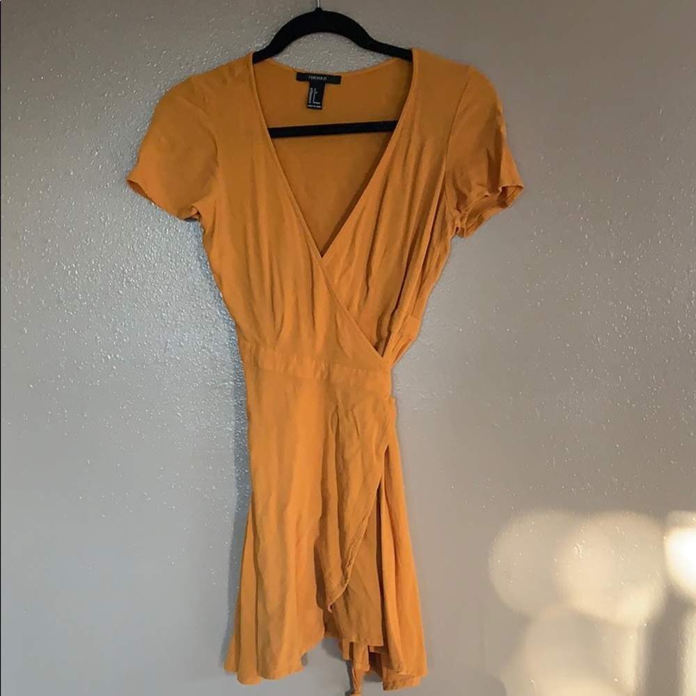 Yellow Wrap Mini Dress